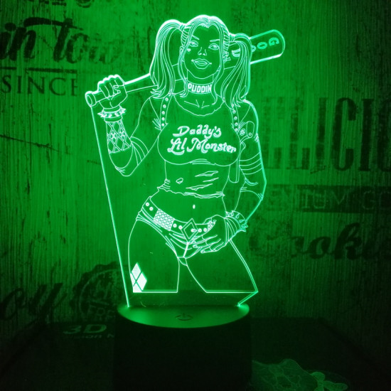 Harley Quinn  7 színű 3D led lámpa