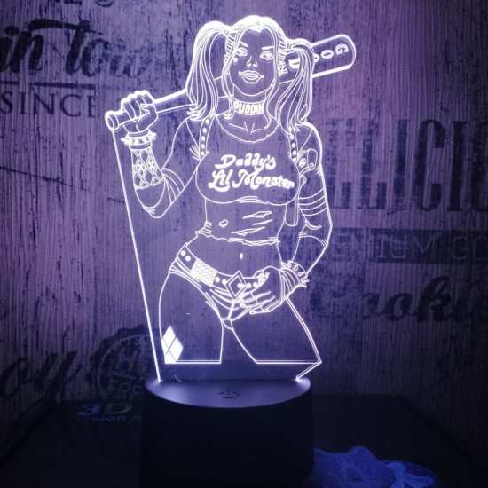 Harley Quinn  7 színű 3D led lámpa