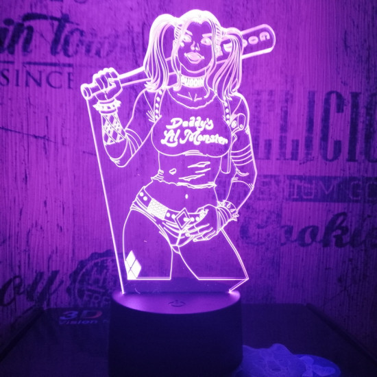 Harley Quinn  7 színű 3D led lámpa
