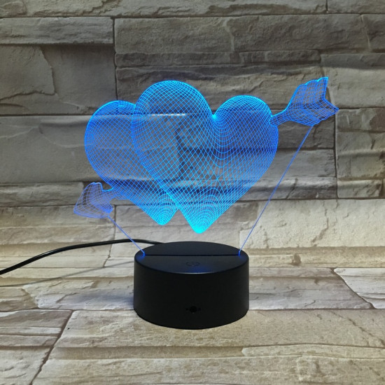 Szív nyíl 7 színű 3D led lámpa