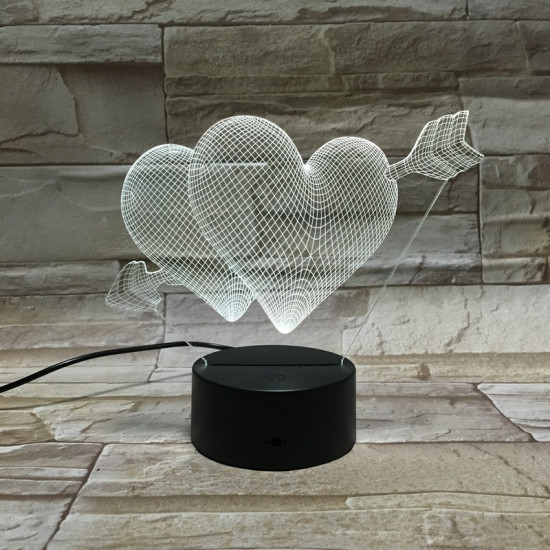 Szív nyíl 7 színű 3D led lámpa