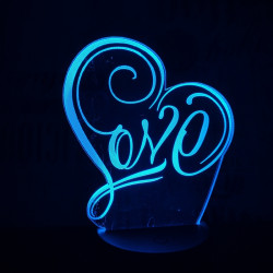 Love 3D 7 színű led lámpa