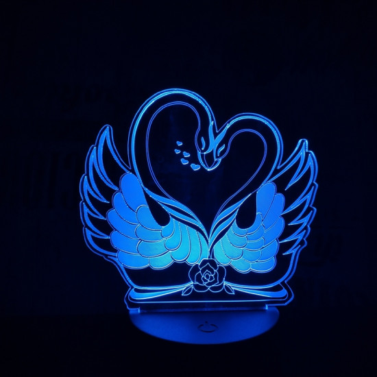 Hattyú szív 7 színű 3D led lámpa