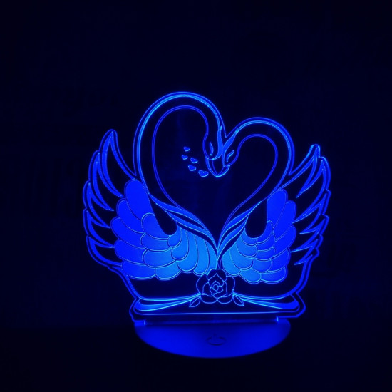 Hattyú szív 7 színű 3D led lámpa