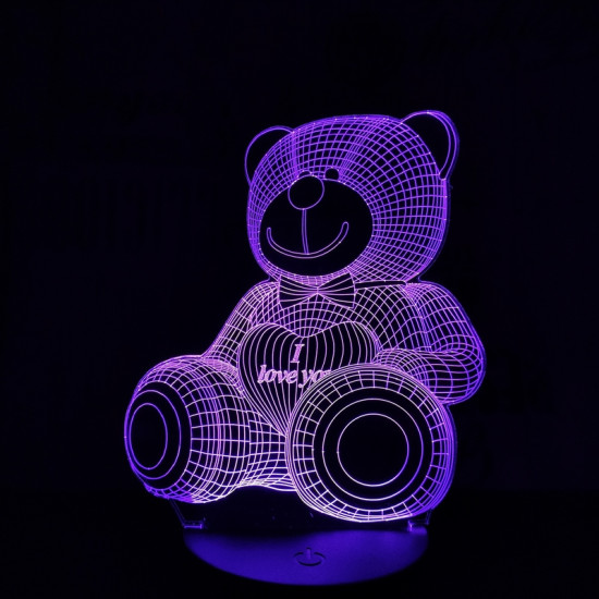 Maci I Love You 7 színű 3D led lámpa