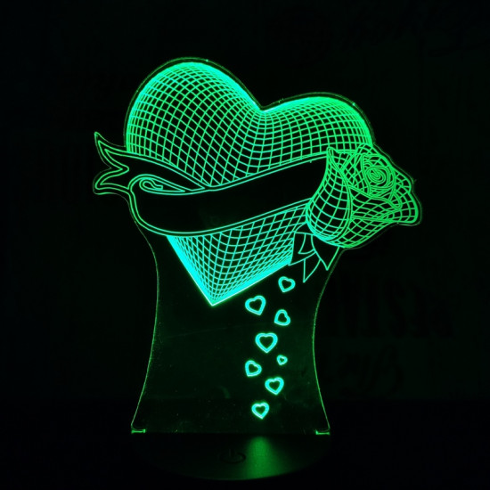 Szív Rózsa 7 színű led lámpa