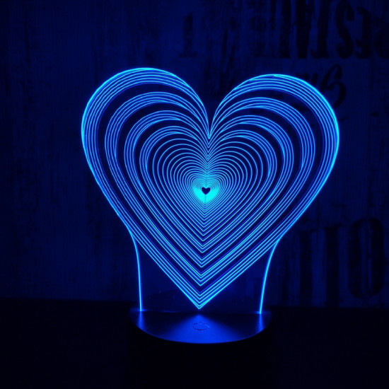 Szívben szívek 7 színű 3D led lámpa