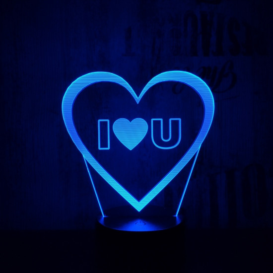 Szív I Love You 7 színű 3D led lámpa