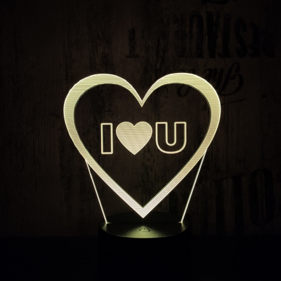 Szív I Love You 7 színű 3D led lámpa