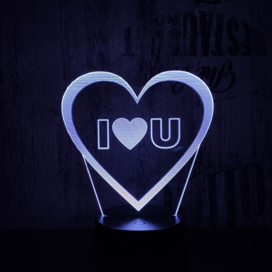 Szív I Love You 7 színű 3D led lámpa