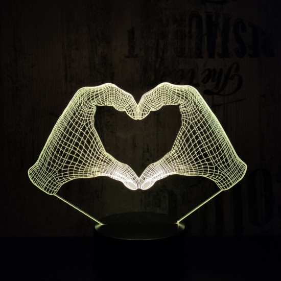 Szív kéz 7 színű 3D led lámpa