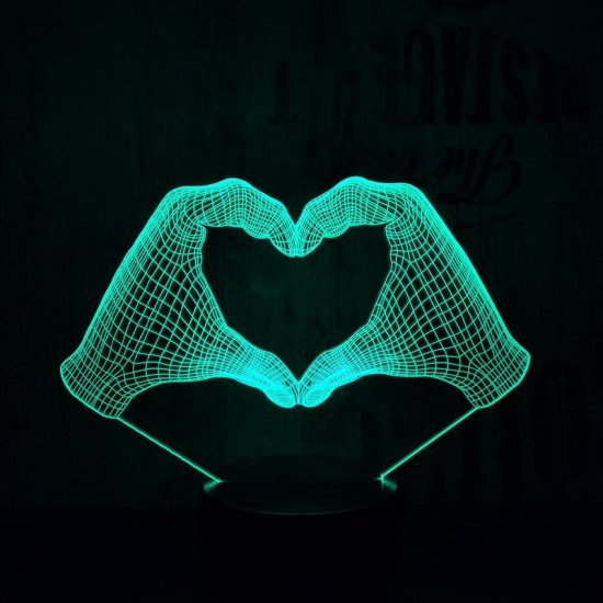 Szív kéz 7 színű 3D led lámpa