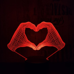 Szív kéz 7 színű 3D led lámpa