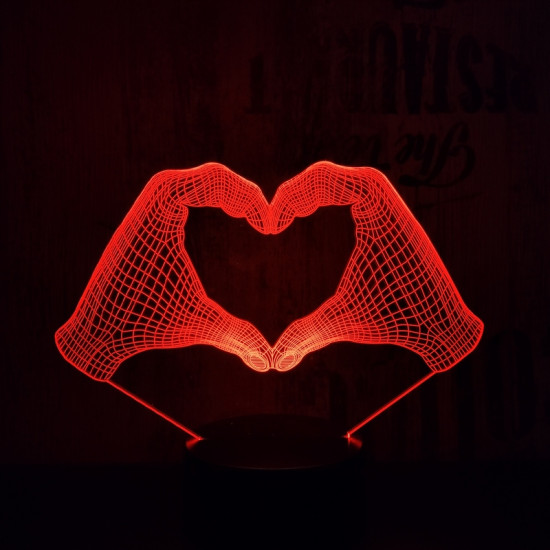 Szív kéz 7 színű 3D led lámpa