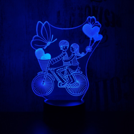Szívecskés kerékpár 7 színű 3D led lámpa