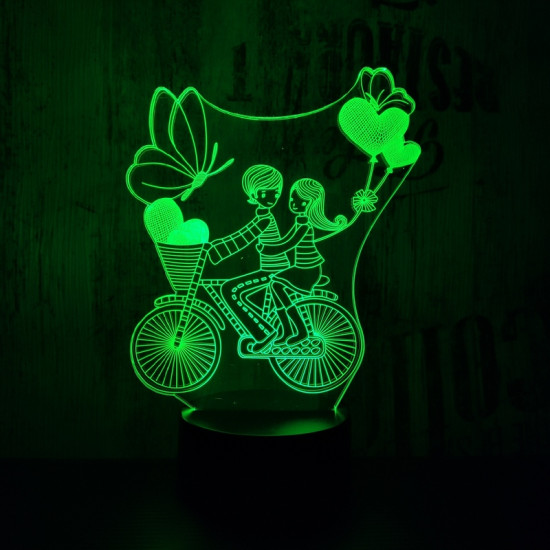 Szívecskés kerékpár 7 színű 3D led lámpa