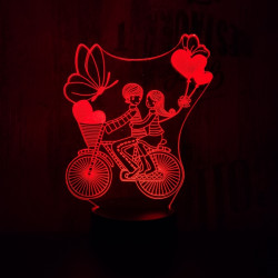 Szívecskés kerékpár 7 színű 3D led lámpa