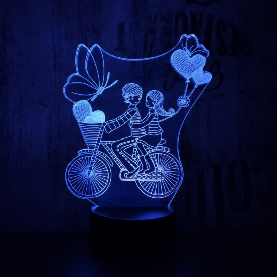Szívecskés kerékpár 7 színű 3D led lámpa