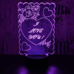 I love you 7 színű 3D led lámpa