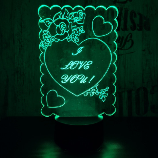 I love you 7 színű 3D led lámpa
