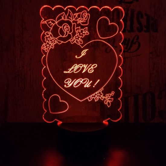 I love you 7 színű 3D led lámpa
