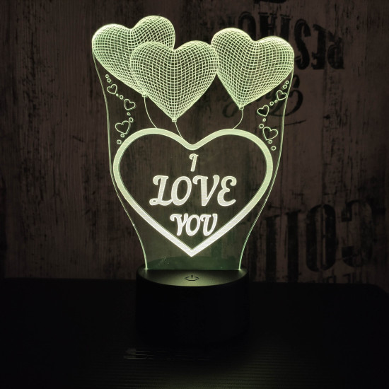Love you lufi 7 színű 3D led lámpa