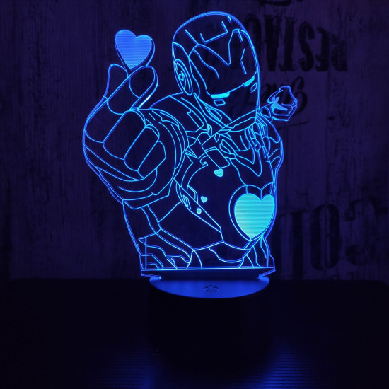 Acélember szív 7 színű 3D led lámpa