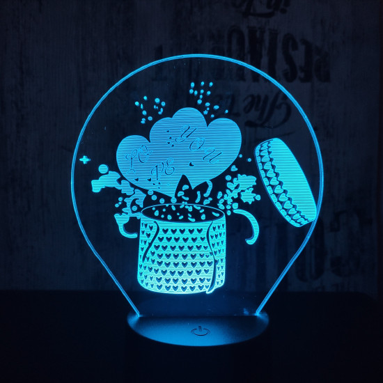 Love ajándék 7 színű 3D led lámpa