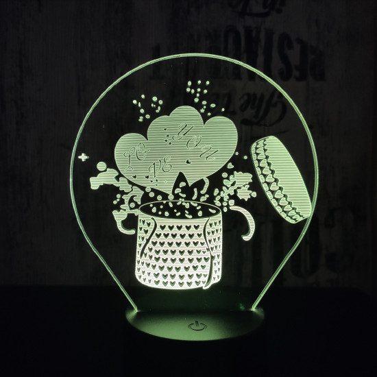 Love ajándék 7 színű 3D led lámpa