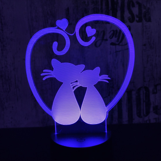 Cica szív 7 színű 3D led lámpa