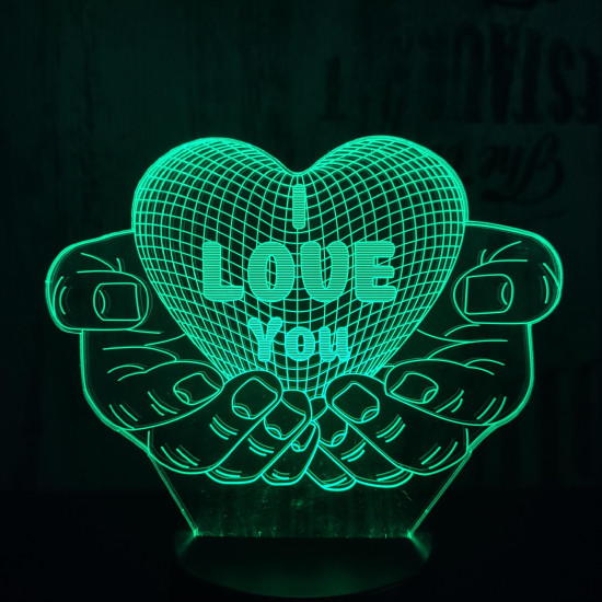 Kézben szív 7 színű  3D led lámpa