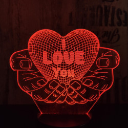 Kézben szív 7 színű  3D led lámpa