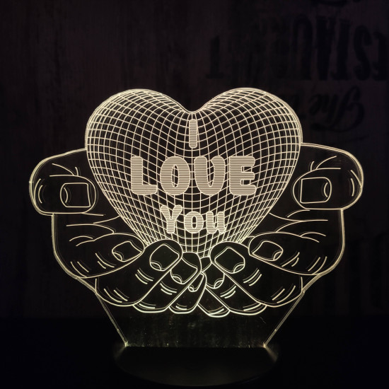 Kézben szív 7 színű  3D led lámpa