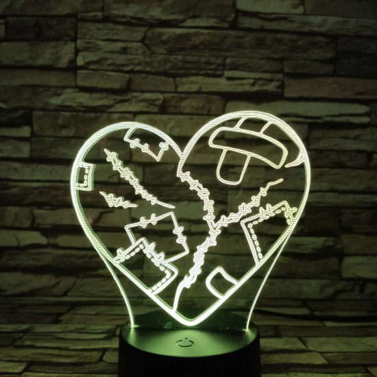 Szív Sebei 7 színű 3D led lámpa