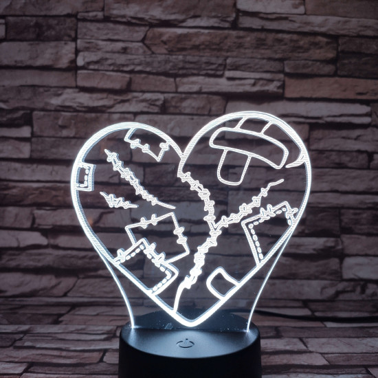 Szív Sebei 7 színű 3D led lámpa