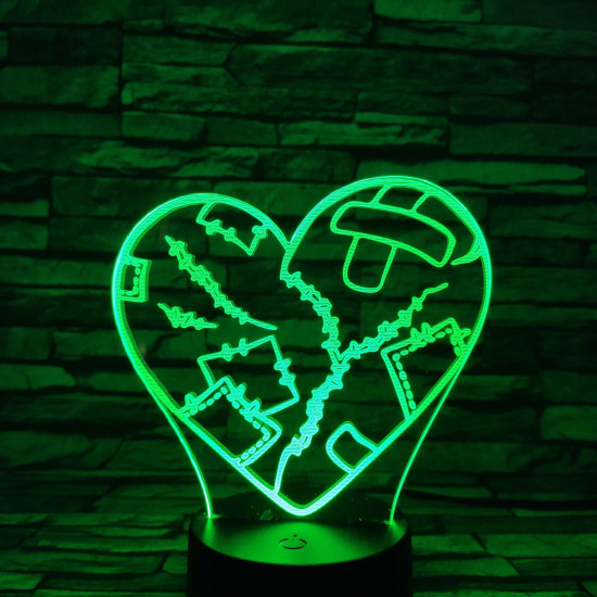 Szív Sebei 7 színű 3D led lámpa