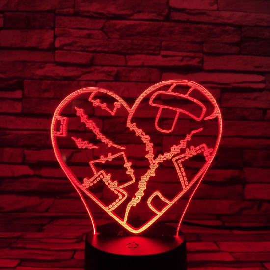 Szív Sebei 7 színű 3D led lámpa