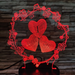 Szív virág 7 színű  3D led lámpa