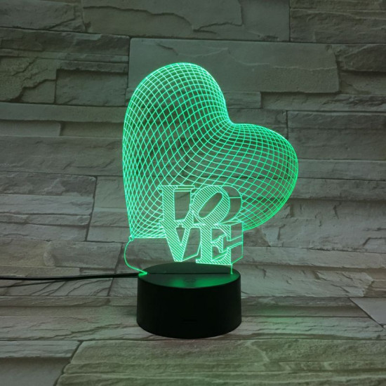 Szív Love 7 színű 3D led lámpa
