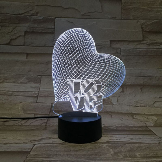 Szív Love 7 színű 3D led lámpa