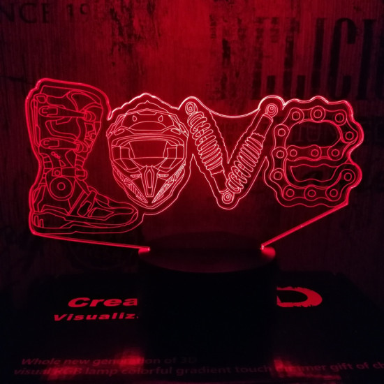Motoros love  7 színű 3D led lámpa