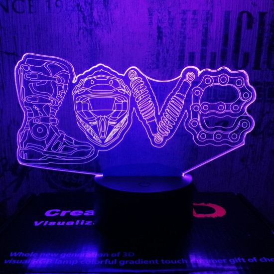 Motoros love  7 színű 3D led lámpa
