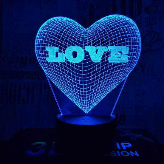 Szívben Love 7 színű 3D led lámpa