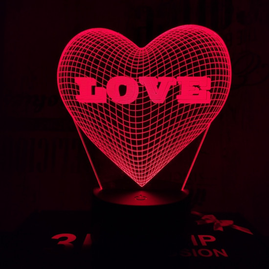 Szívben Love 7 színű 3D led lámpa