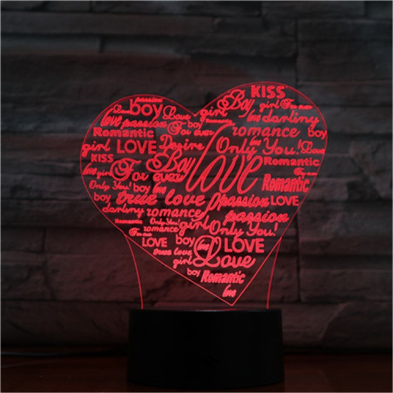 Szív Szavai 7 színű 3D led lámpa