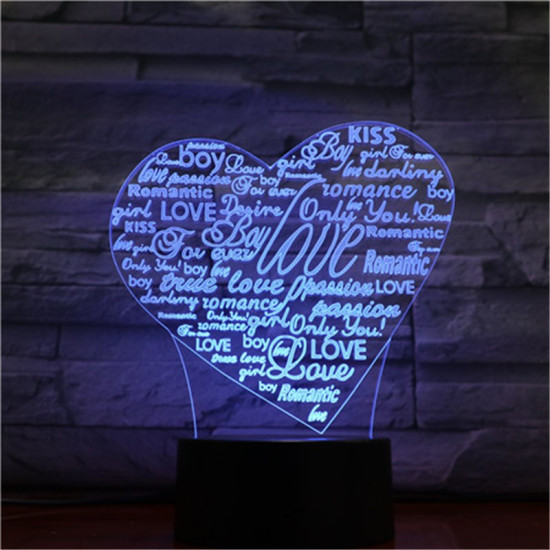 Szív Szavai 7 színű 3D led lámpa