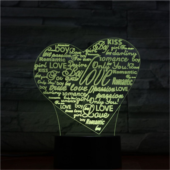 Szív Szavai 7 színű 3D led lámpa