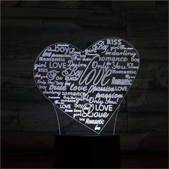 Szív Szavai 7 színű 3D led lámpa