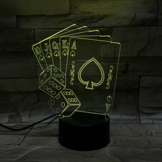 Póker  7 színű 3D led lámpa