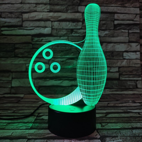 Bowling 7 színű 3D led lámpa